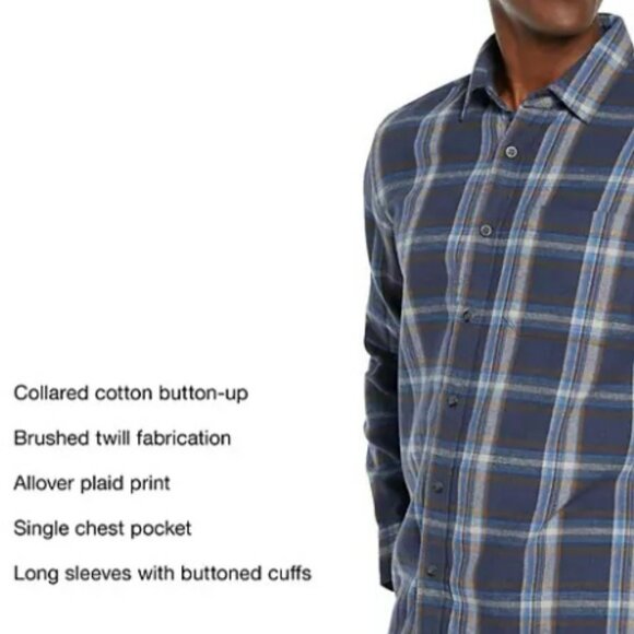 Men's NWT Eddie Bauer Long Sleeve Blue Canyon Plaid Flannel Shirt Size Small‎ - Picture 3 of 7